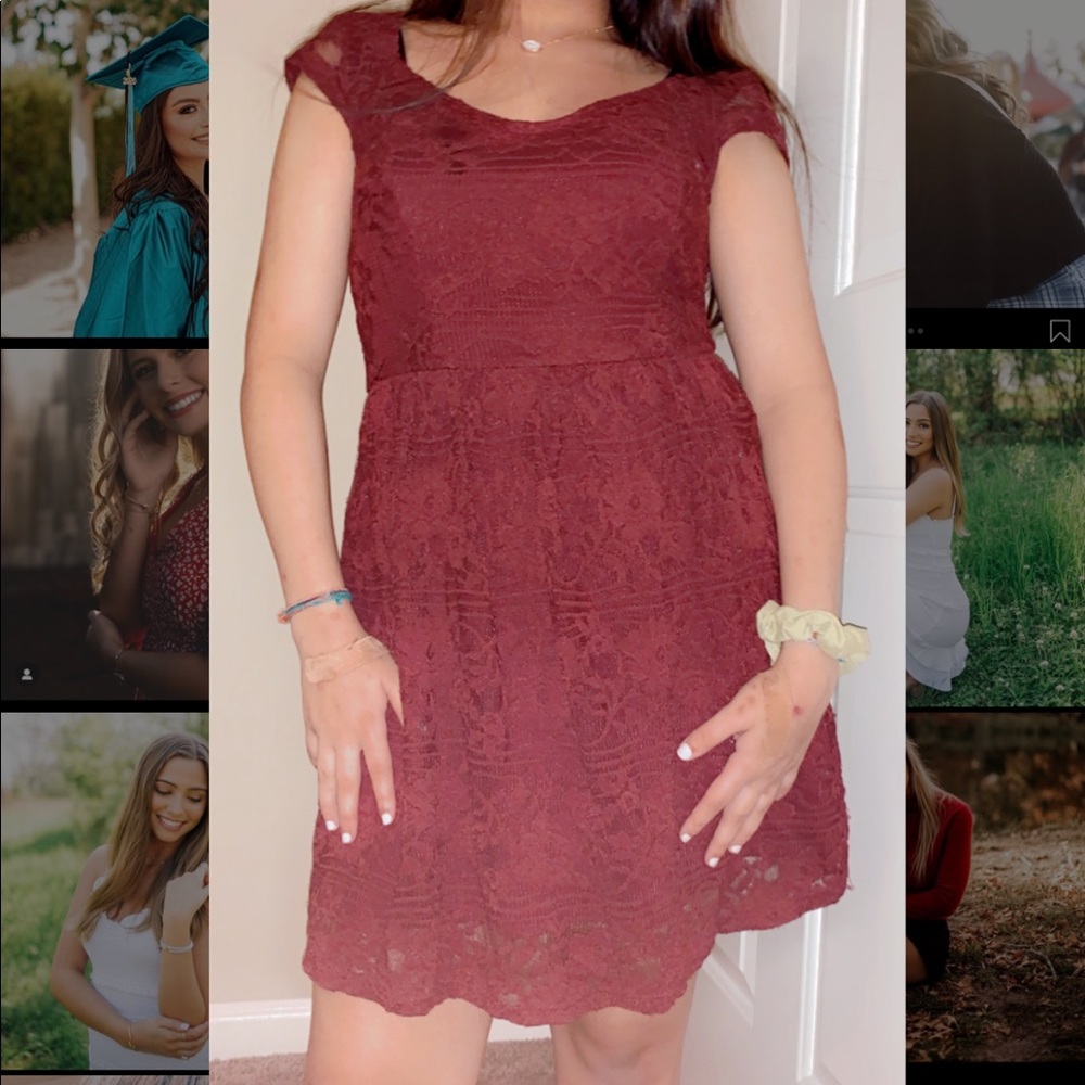 NET DARK RED SEXY DRESS